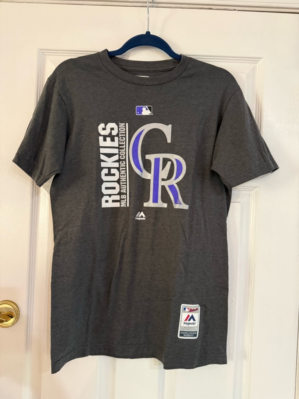 Majestic Gray Triple Peak Graphic Tee Colorado Rockies